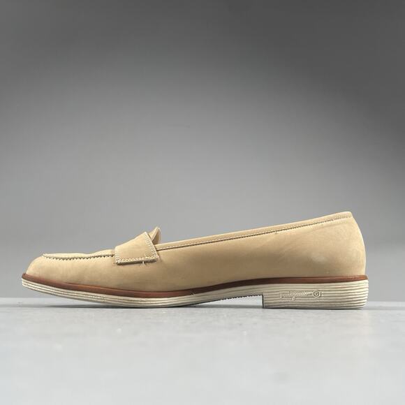 Salvatore Ferragamo Boutique Womens 7.5 AA Beige Slip On Penny Loafer Dress Shoe - Picture 6 of 9